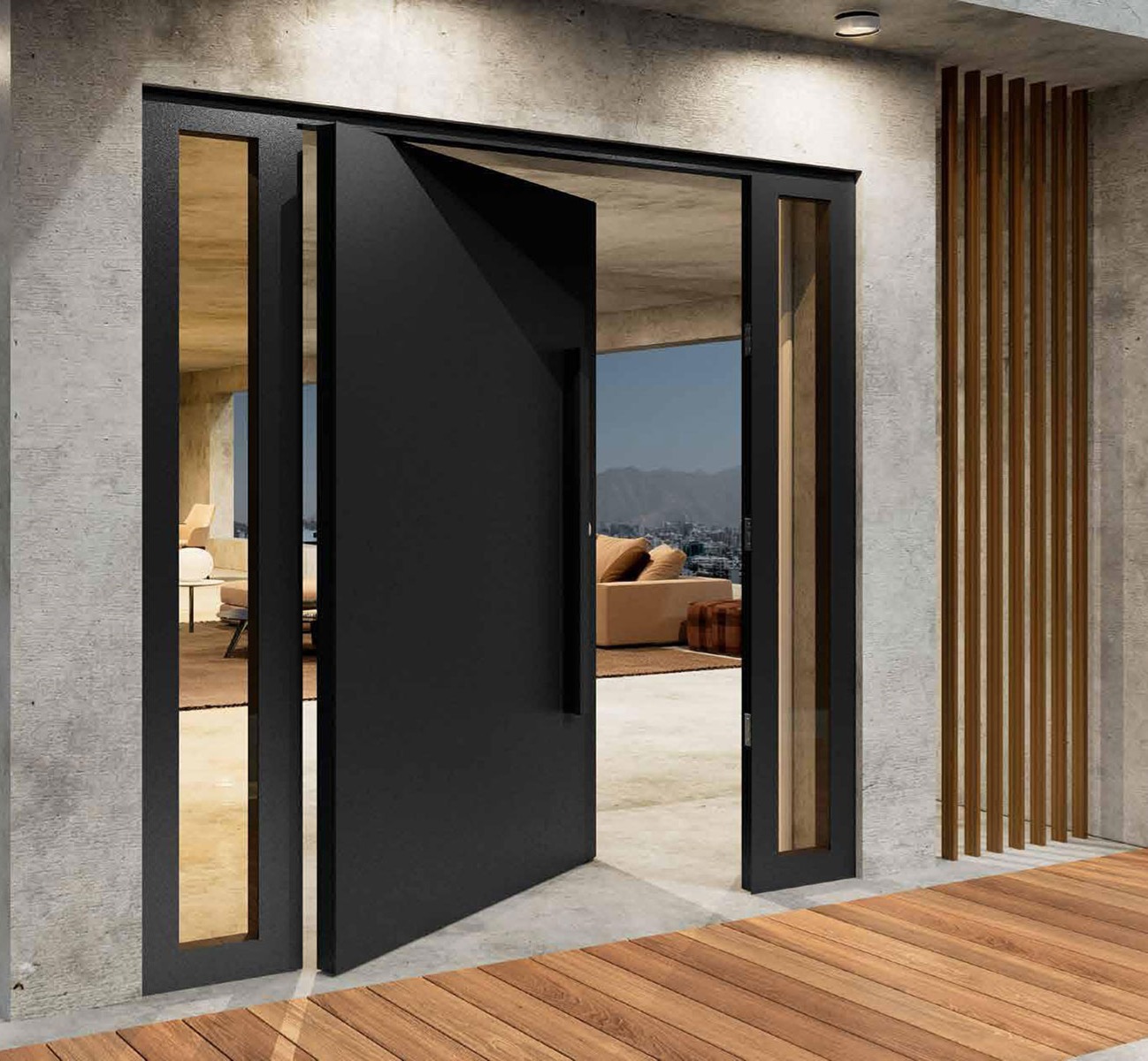 Pivot door aluminum impact resistant